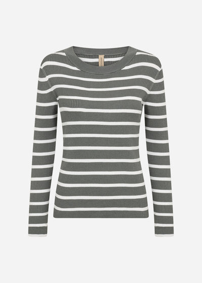 SC-DOLLIE STRIPE 777 Pullover Staubiges Grün