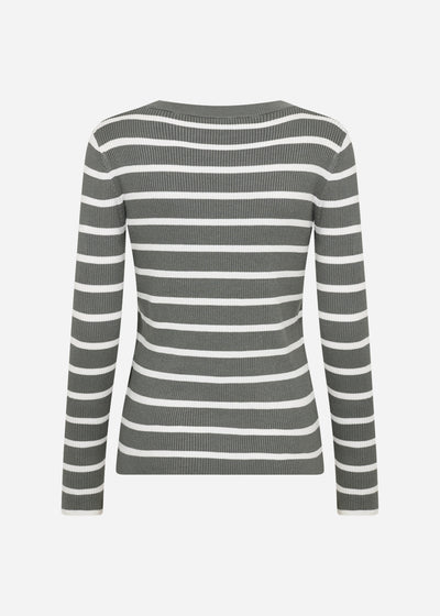 SC-DOLLIE STRIPE 777 Pullover Staubiges Grün