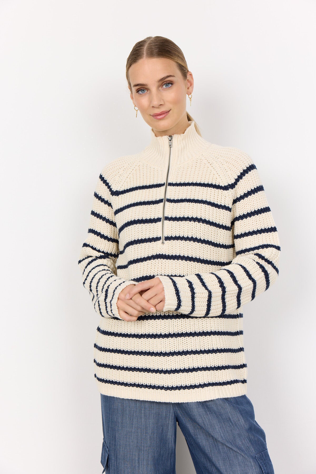 SC-REMONE STRIPE 33 Pullover Creme